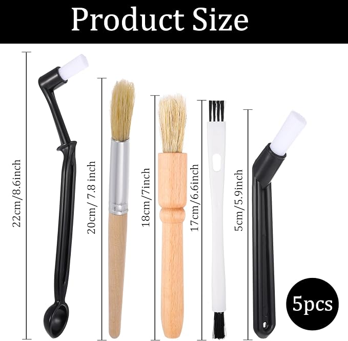 5 PCS Espresso Cleaning Brush Set, Professional Coffee Grinder Brush Wooden - Image 2