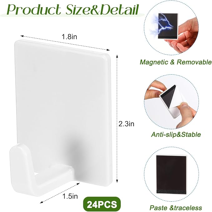 36 Pcs White Wall Hook Set, Include 24pcs Hanging Hook, Outdoor and Indoor Tool - Image 3