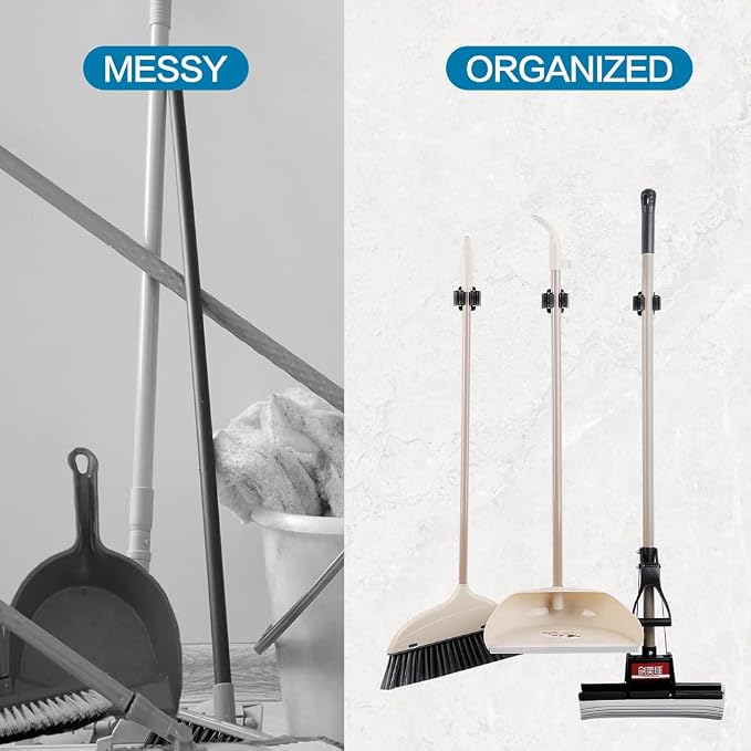 9PCS Broom and Mop Holder, Heavy Duty Garden Tool Organizer Rack Rake and - Image 3