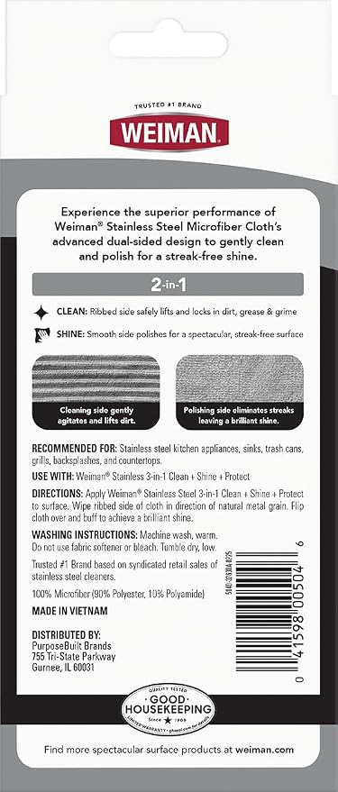 Weiman Microfiber Cloth for Stainless Steel - Image 2