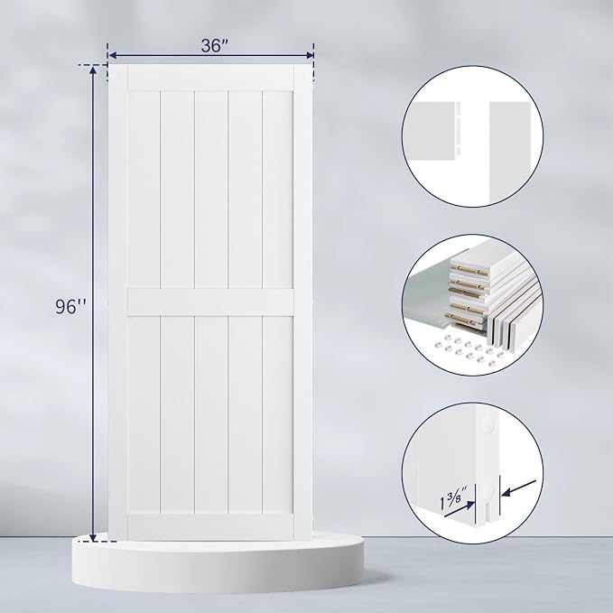SmartStandard 36 x 96 inch White Sliding MDF Barn Door - Image 3