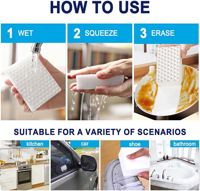 10 Pack Magic Sponge Eraser 3X Thick and Long Lasting Melamine Cleaning Sponges - Image 4