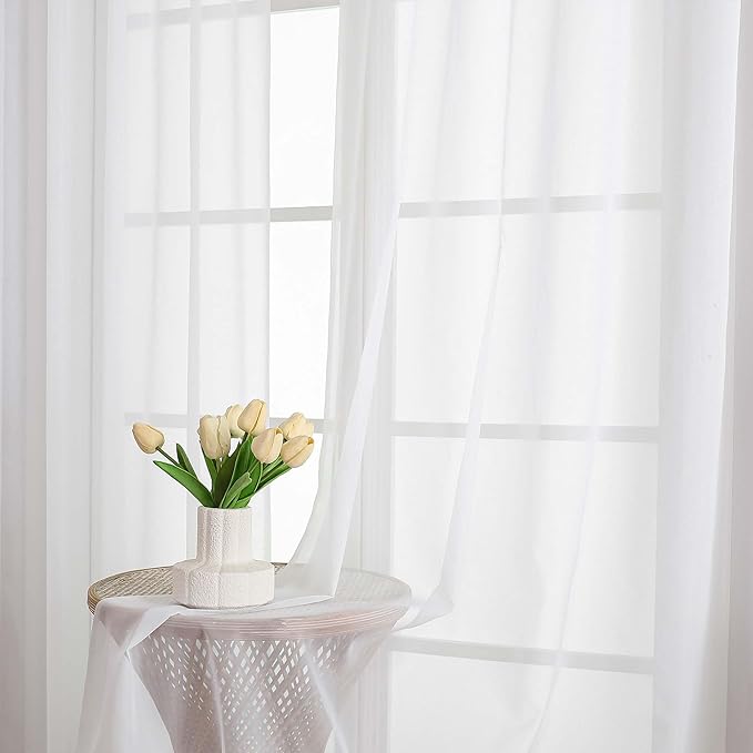 Chyhomenyc White Sheer Curtains 78 Inches Long 2 Panels Set - Image 4
