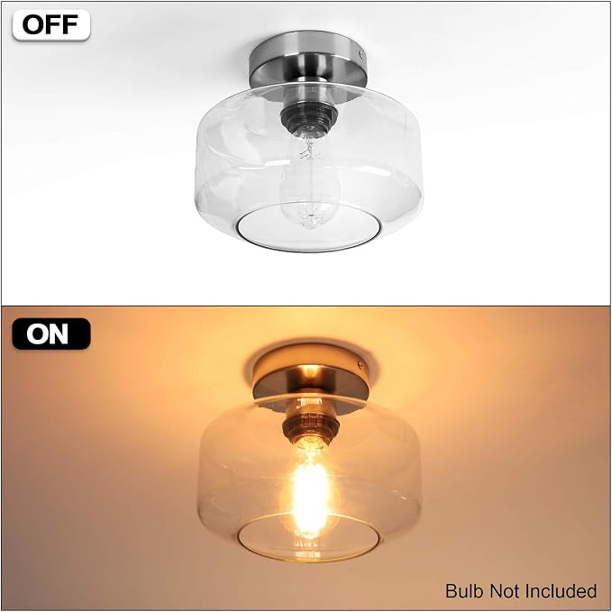 MAXvolador Industrial Semi Flush Mount Ceiling Light Brushed Nickel, Hanging - Image 3