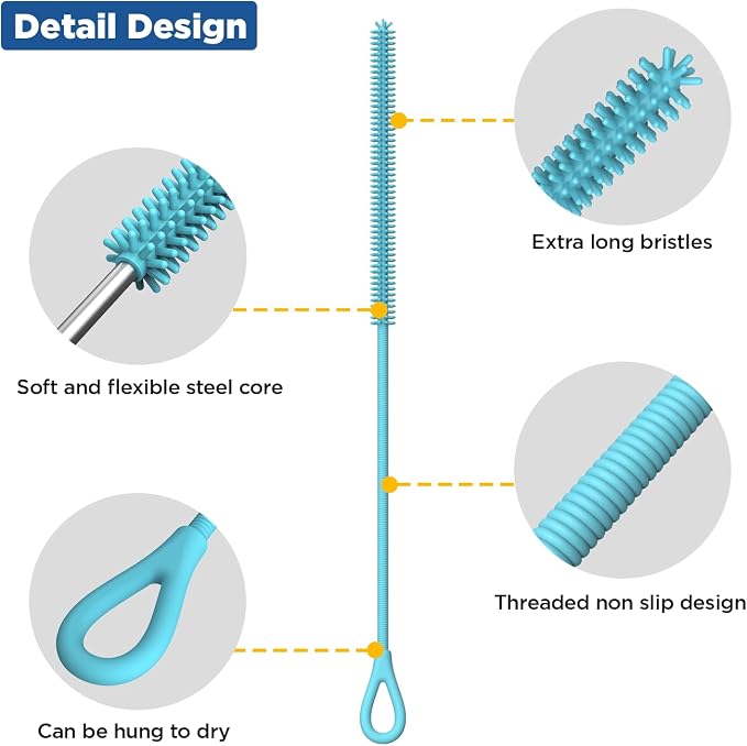 YOTIME Silicone Straw Cleaner Brush, Non-slip Handle Soft and Bendable - Image 3