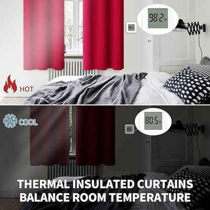 BGment Red Blackout Curtains 48 Inches Length for Bedroom - Short Thermal Insulated Drapes with Rod Pocket Room Darkening Christmas Decor for Kitchen Bathroom Window, 2 Panels, 42 x 48 Inch