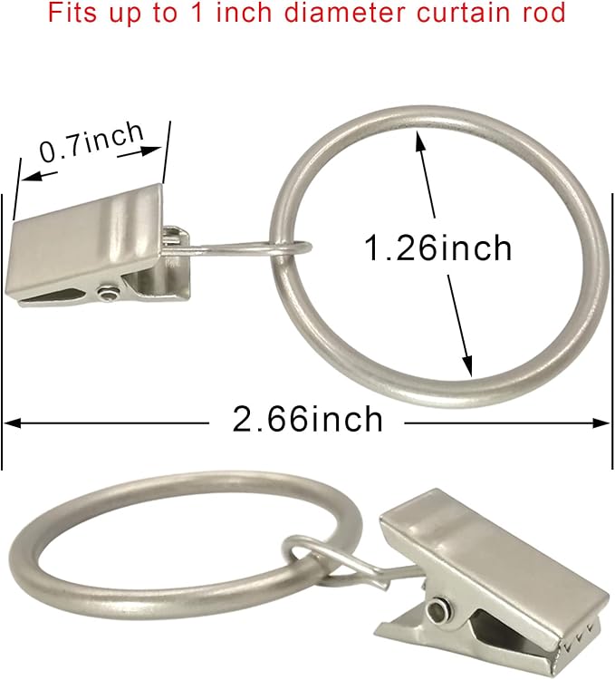 90 Pack Curtain Rings with Clips, Drapery Clips with Rings, Drapes Rings 1.26 - Image 2