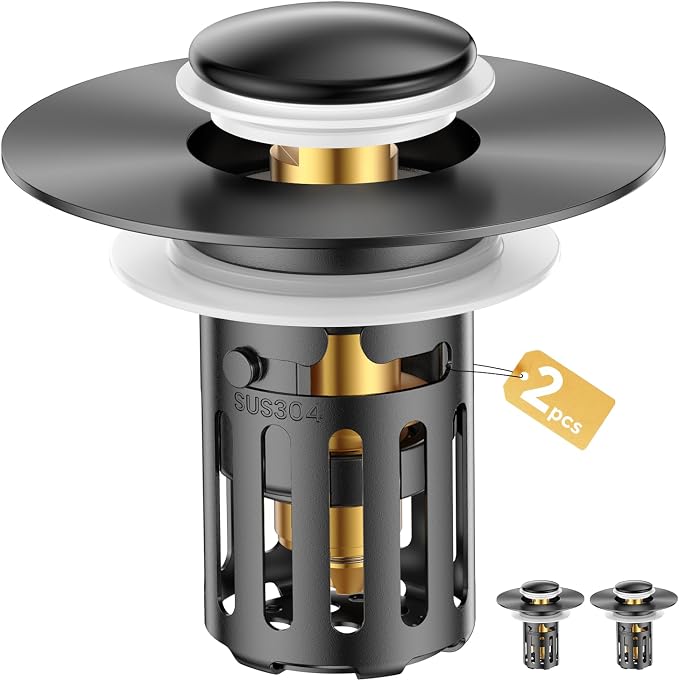 Bathroom Sink Stopper-All Metal Sink Stopper-Universal Fit 99% Bathroom Stopper by Unknown