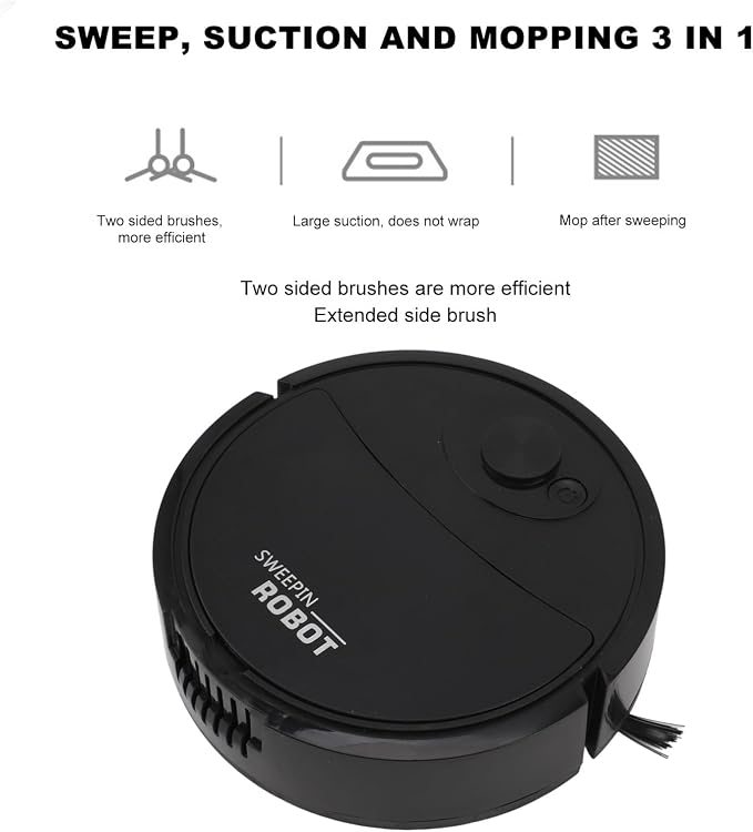Robot Vacuum Cleaner, Smart Sweeping Robot 3 in 1 Strong Suction Swivel Wheel - Image 4