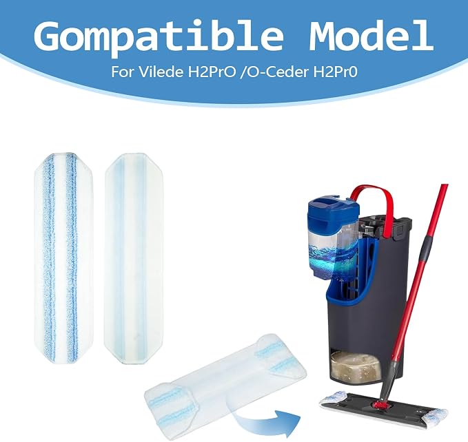 6 Pack Mop Replacement Pads for Ocedar H2prO Flat Mop System, Washable and - Image 2