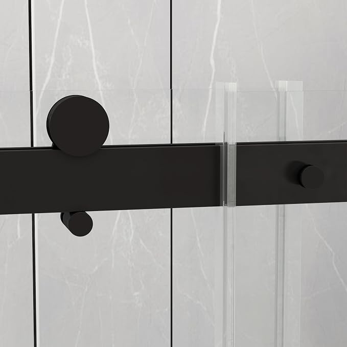 Sunrosa Semi-Frameless Glass Shower Door, 47 2/8" -48" W x 76" H Single Sliding - Image 4