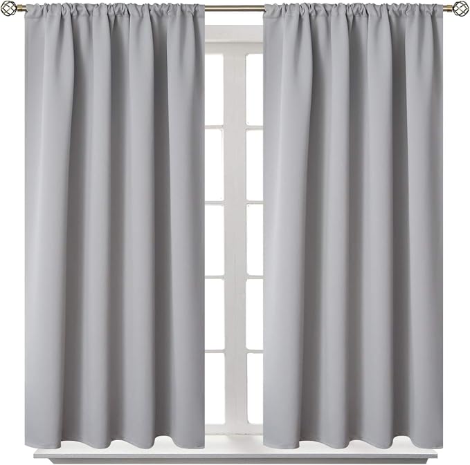 BGment Light Grey Blackout Curtains 45 Inches Length - Image 8