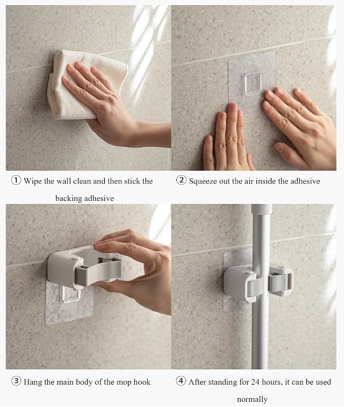 Broom Holder Wall Mount Mop and Command Broom Hanger Organizer Wall Mount Self - Image 4