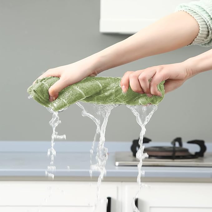Microfiber Kitchen Towels and Dishcloths Set, 26 X 18 Inch and 12 X 12 Inch - Image 4