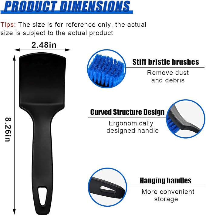 8.3×2.5 Inch Car Wash Brush, Soft Bristle Short Handle Carpet Cleaning Brush - Image 2