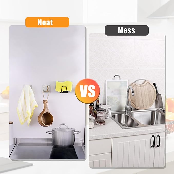 Adhesive Sponge Holder for Kitchen Sink, SUS304 Stainless Steel Scrubber Hanger - Image 7