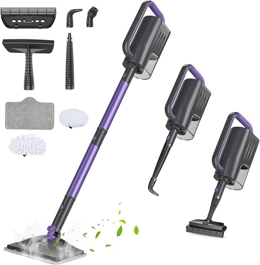 Steam Mop, Steam Cleaner with Large-Capacity Water Tank, 2 Washable Pads by Gatlei
