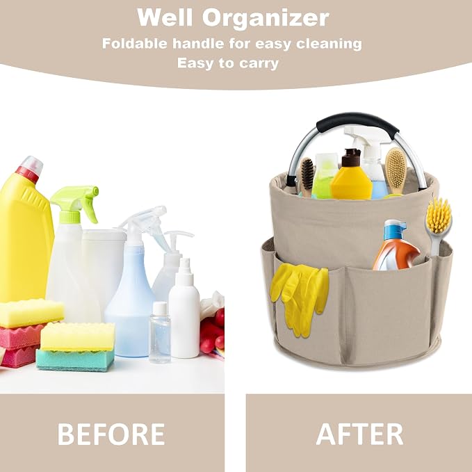 17L Cleaning Caddy with Handle, Cleaning Supplies Organizer, Foldable Storage - Image 3