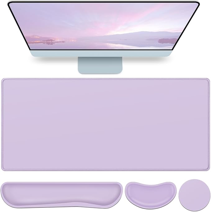 Desk Mat Purple, Large Gaming Mouse Pad by QOMOLAMA
