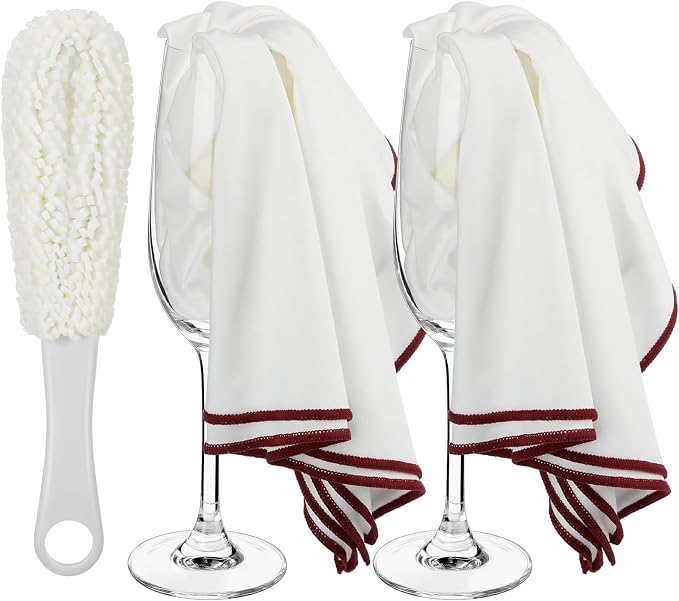 3 Pcs Wine Glass Cleaner Set Large Microfiber Polishing Cloths Wine Glass by Unknown