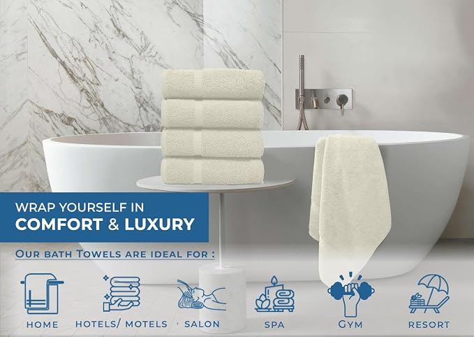 DAN RIVER Bath Towels Set of 4, 27 x 54 Inches, 100% Cotton, Larger & Lighter - Image 5