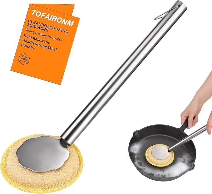 Kitchen Cleaning Brush with Handle, Non-Scratch Preserve Seasoning by Unknown