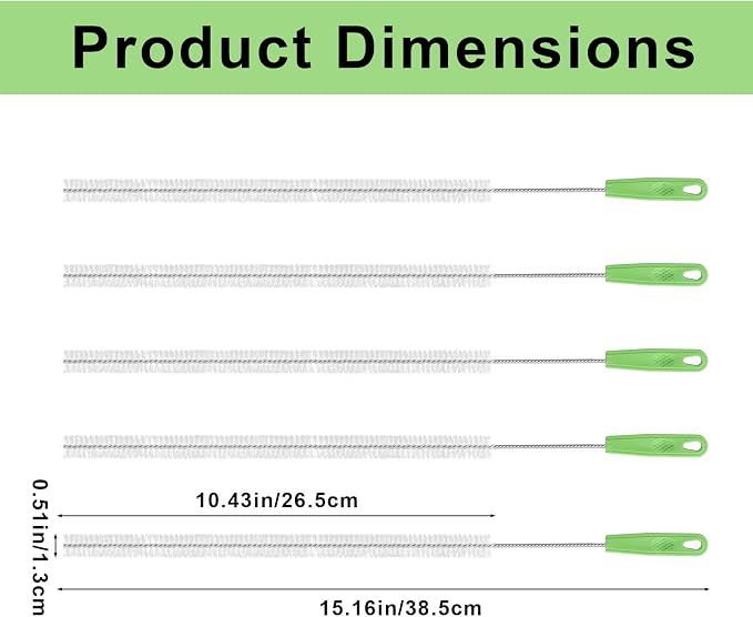 5pcs Extra Long Pipe Cleaning Brush, 15.16in/38.5cm Small Nylon Straw Cleaner - Image 2