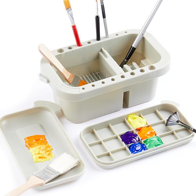 SEVENY Paint Brush Basin with Palette, Painting Art Supply Storage Organizer by Unknown