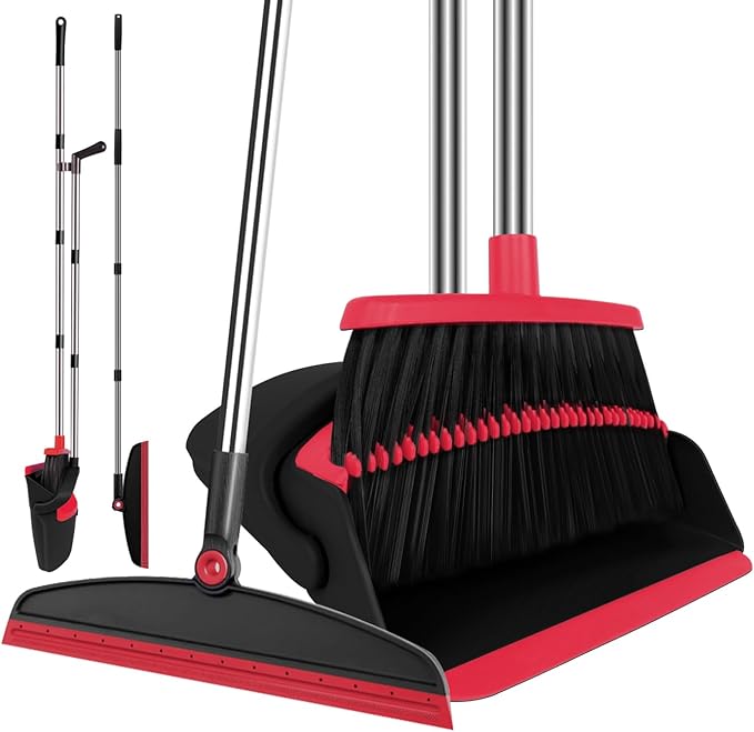 Broom with Dustpan Combo Set and Silicone Air Broom Kit by UDUK