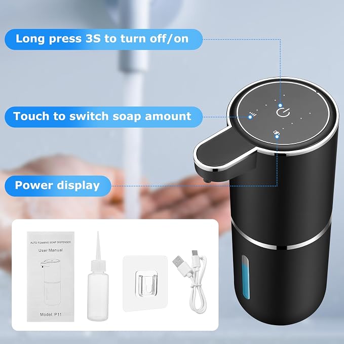 2 Pack Automatic Soap Dispensers, 12.8oz/380ml USB Touchless Automatic Foaming - Image 2