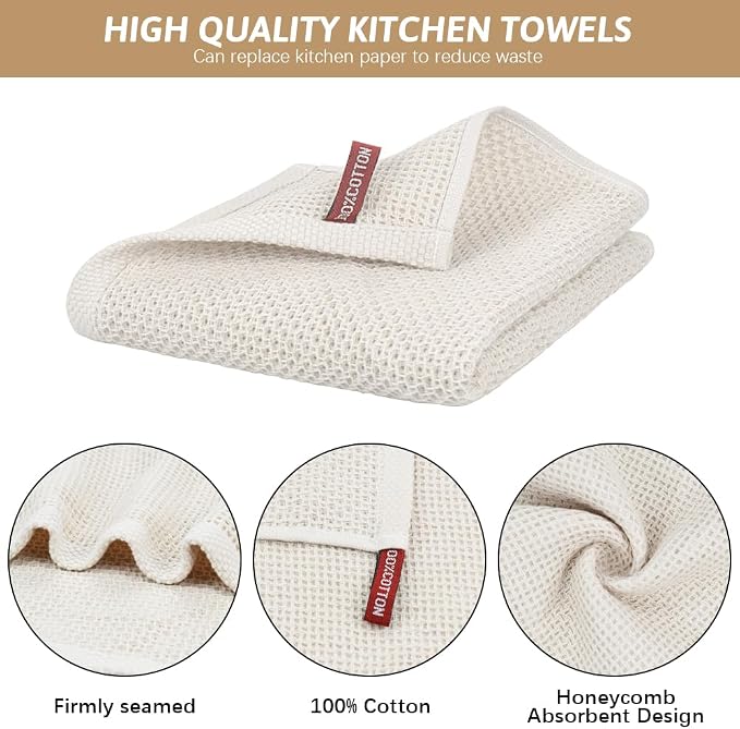Nialnant 6 Pack Kitchen Towels, 100% Cotton Waffle Weave Dish Towels - Image 3