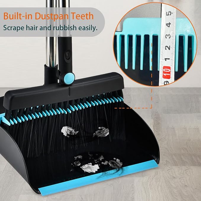 Broom and Dustpan Set for Home, Long Handle Dust Pan and Broom Combo for Indoor - Image 4