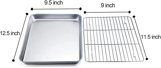 TeamFar Baking Tray and Rack Set, Stainless Steel Baking Pan Cookie Sheet - Image 2