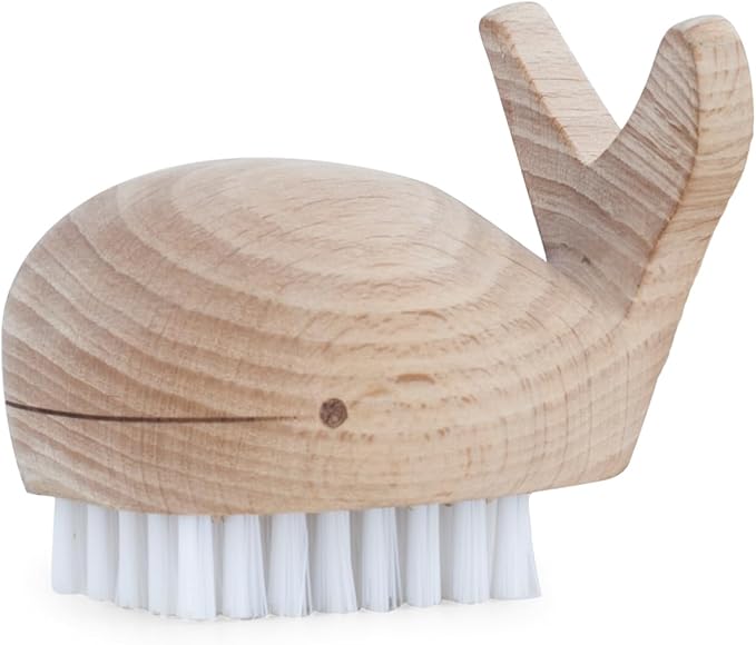 Kikkerland Hand-Crafted Multi-Purpose Beechwood Whale Scrub Brush – Supplies by KikkerlandDesignInc