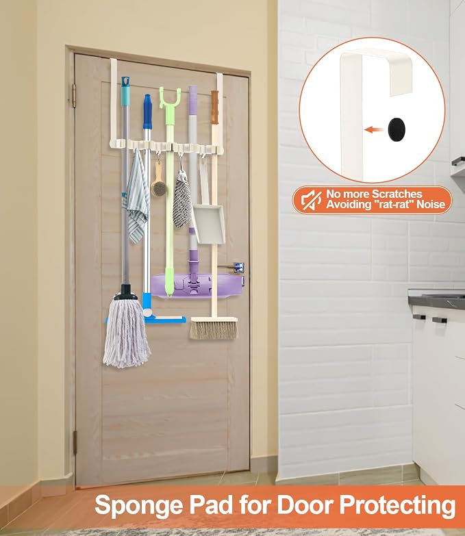 Broom Holder Over The Door Drilling Free Mop and Broom Holder - Image 3