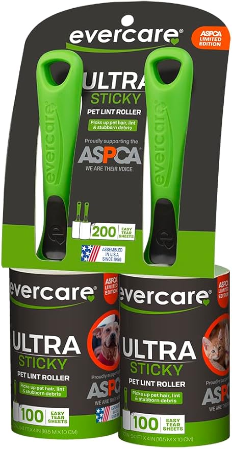 Evercare Pet Hair Lint Rollers All Purpose Use 100 Easy-Tear Sheets Per Roll by Evercare
