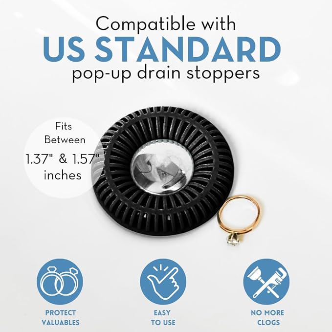 Bathroom Sink Hair Catcher for Pop-Up Drain – SinkRing 1.57" Precision Strainer - Image 3