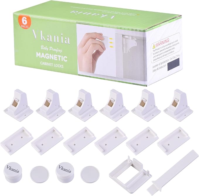 6 Pack Vkania Magnetic Cabinet Locks Baby Proofing by Vkania