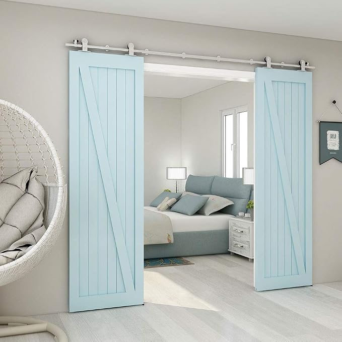 TSMST 7.5FT Sliding Barn Door Hardware Kit, Top Mount Stainless Steel Heavy - Image 6