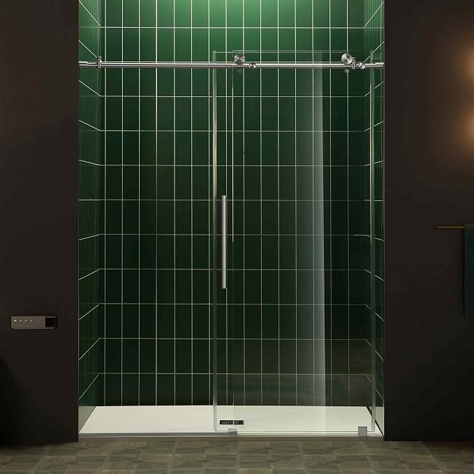 Woodbridge 56-60" W x 80" H Frameless Single Sliding Shower Door - Image 2