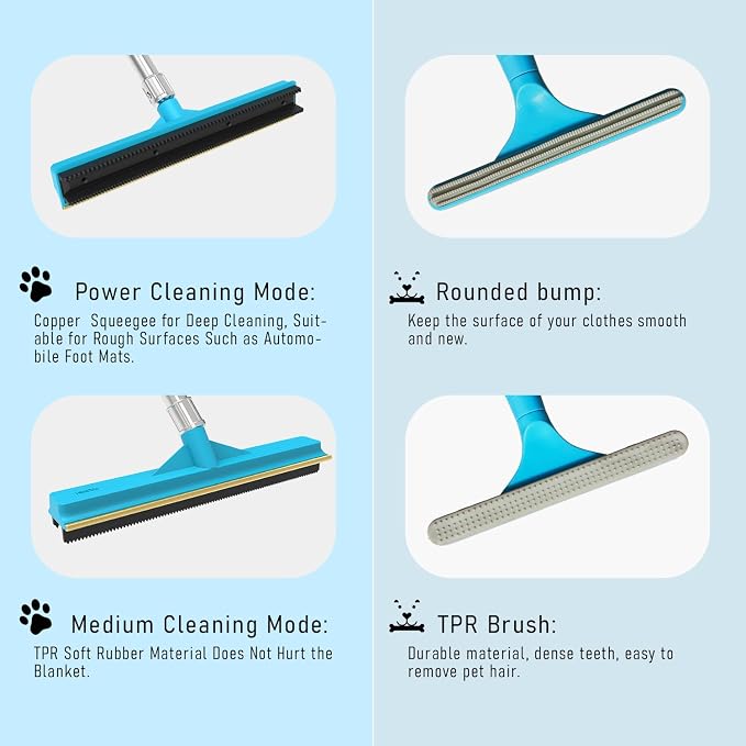 Upgraded Carpet Rake for Pet Hair Removal, 3 in 1 Rubber Broom and Carpet Brush - Image 3