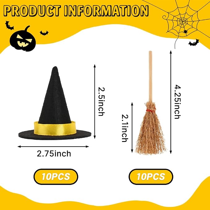Mini Witch Hats and Mini Broom, Small Witch Hats - Image 6