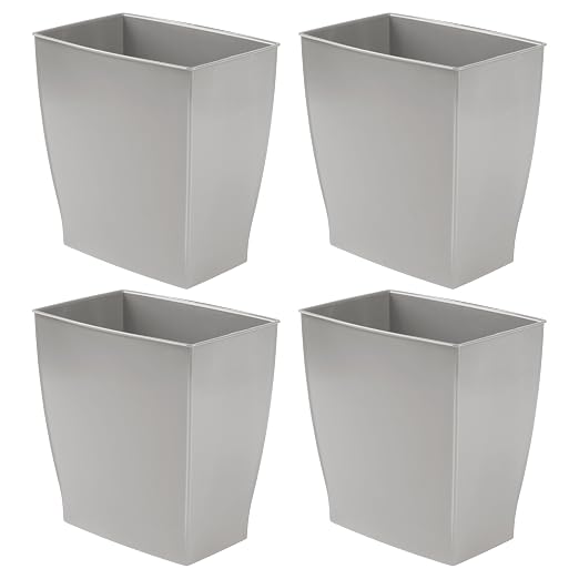 iDesign Small Bathroom Trash Set of 4-Gray Mono Rectangular Can M4 by iDesign