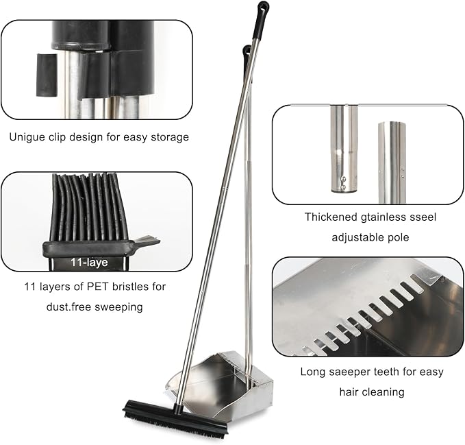 Rubber Broom and Dustpan Set, Pet Hair Removal Rubber Broom - Image 7