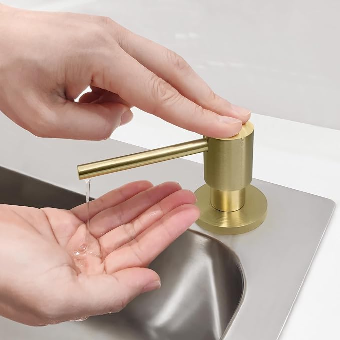 Brushed Gold All Brass Sink Soap Dispenser - Image 4