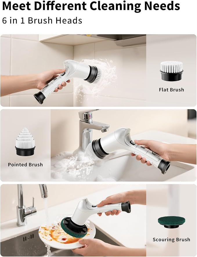 Electric Spin Scrubber, Cordless Household Cleaning Brush - Image 6