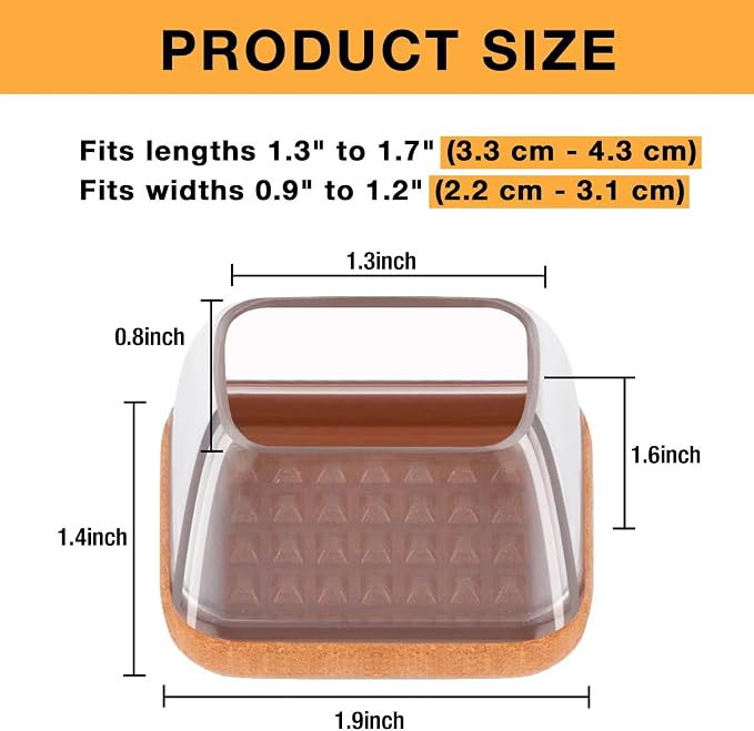 16 Pcs Rectangle Chair Leg Floor Protectors, Silicone Chair Leg Protectors - Image 4