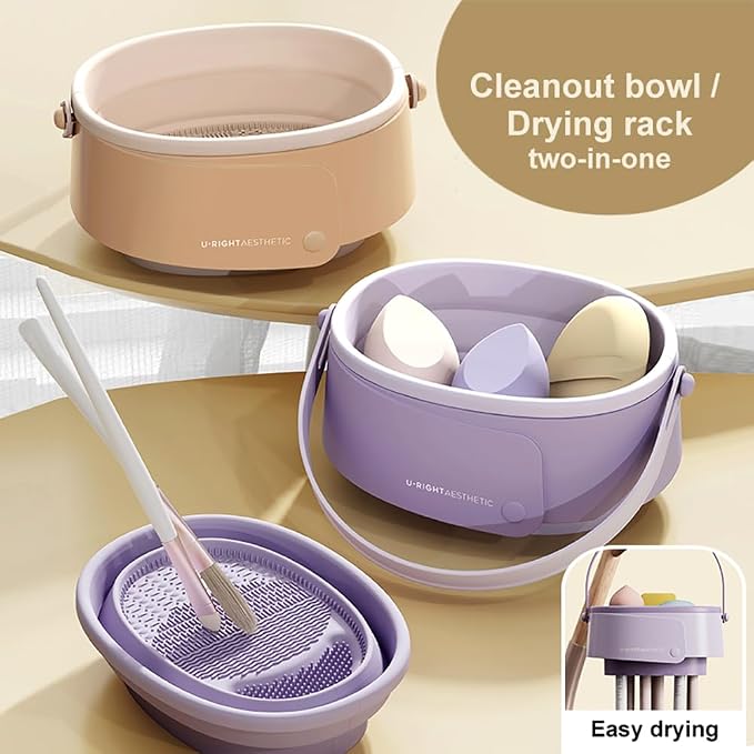 Foldable silicone makeup brush cleaning bowl, makeup tool cleaning bowl - Image 2