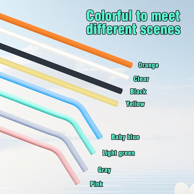 8 Pack Multicolor Silicone Stanley Straw Replacement 40 oz 30 oz, Reusable Long - Image 7