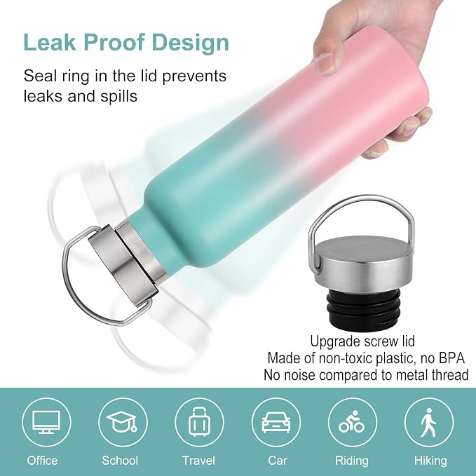 Neihepal 20 oz Insulated Water Bottles Bulk 4 Pack, Stainless Steel Double Wall - Image 4